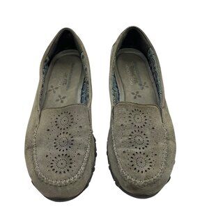 Skechers Women Leather Relaxed Fit Memory Foam Gray Loafers Size 7 US